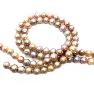 Hilos de perlas de agua dulce Edison de 9-10mm en colores mixtos rosa, dorado y púrpura