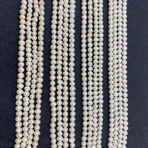 Natural Freshwater Pearl Loose Beads Round White Pearl Strands For DIY Jewelry Making Wedding Bracelet Necklace Accessories