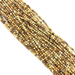 Natural picture stone round loose beads with unique earthy patterns for DIY jewelry making