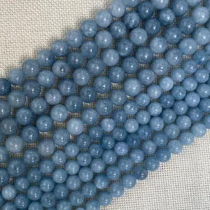 Polished grey-blue natural stone beads in various sizes for DIY jewelry making