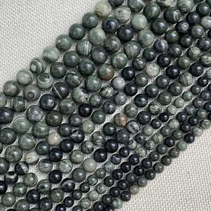 Natural green round stone beads for DIY bracelets available in 4mm to 12mm sizes