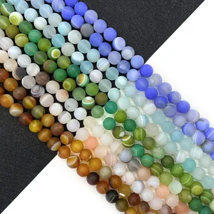 Perles d'agate naturelle mate aux couleurs variées pour la création de bijoux DIY