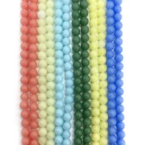 Pietra Naturale Perle Luminose Tonde Calcedonio Sfuse per Creazione Gioielli Fai Da Te Bracciali Collane Accessori