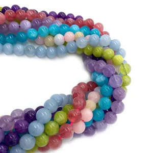 Perles en pierre naturelle colorée polie pour la création de bijoux DIY variés