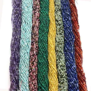 Cuentas de Piedra Natural Facetadas Redondas Sueltas Separadoras Para Fabricación de Joyería DIY Collares Pulseras Piedras Semipreciosas Accesorio