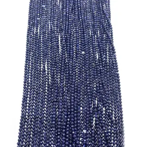 Perles facettées en pierre de sable bleu en plusieurs rangs pour bijoux DIY