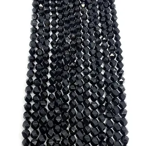 Natural Stone Faceted Black Agate Round Loose Beads For DIY Jewelry Making Necklaces Bracelets Crafts Accessories Wholesale