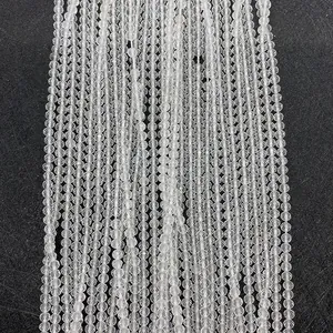 Natural Stone Faceted Clear Crystal Beads For DIY Jewelry Making Small Round Loose Spacer Beads Handmade Accessory Jewelry Gifts