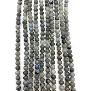 Perle Sfuse Tonde in Labradorite Naturale Grigio Blu Flash Pietra Filo per Creazione Gioielli Fai da Te Bracciale Collana Accessori Regalo