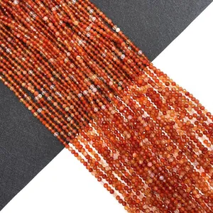 Rangs de perles en agate rouge facettée de 2mm 3mm 4mm pour la création de bijoux