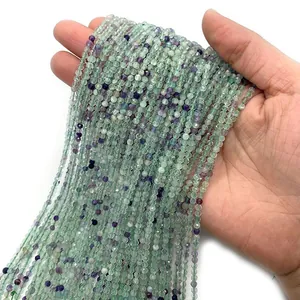 Faceted natural green fluorite round beads for DIY jewelry making accessories