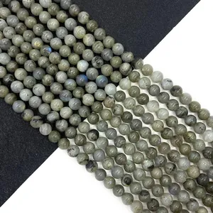 Perle tonde in labradorite naturale con riflessi blu per creazione gioielli DIY