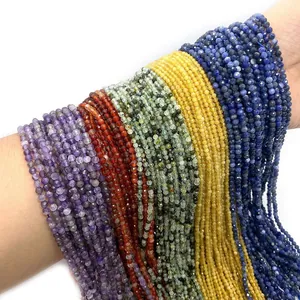 Faceted 2-4mm natural tiger eye and amethyst gemstone beads bundled on wrist for jewelry DIY