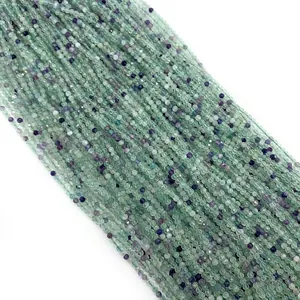 Faceted natural green and purple fluorite beads string for DIY jewelry making