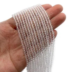 Faceted natural clear crystal beads 2-4mm for DIY jewelry making and necklace crafts
