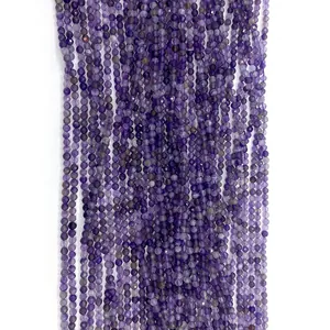 Perline Sfuse Tonde Sfaccettate in Ametista Naturale Viola Pietre Preziose per la Creazione di Gioielli Fai da Te Collane Bracciali