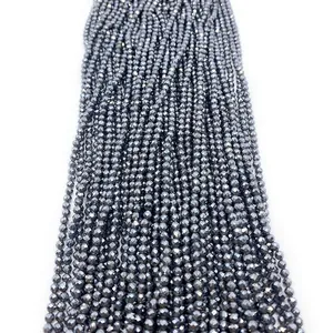 Perles en Vrac Rondes en Pierre Naturelle Hématite Facettée pour la Fabrication de Bijoux DIY Gris Foncé Poli