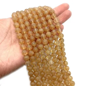 Handheld yellow watermelon crystal round beads for DIY jewelry necklaces and bracelets