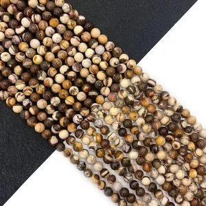 Perles en Pierre de Zèbre Naturelle Rondes Perles d'Espacement en Vrac pour la Création de Bijoux DIY Collier Bracelet Accessoires
