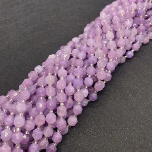 Macro detail of faceted lavender amethyst beads in 6mm-10mm for DIY jewelry making