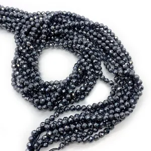 Perles en hématite naturelle facettée pour création de bijoux en finition gris foncé