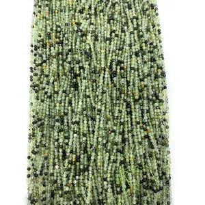 Natural Prehnite Faceted Round Loose Beads Green Stone Spacer Beads For DIY Jewelry Making Necklace Bracelet Handmade Accessory