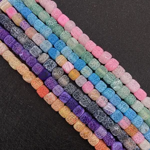Macro shot of colorful cube weathered dragon vein agate beads for DIY jewelry making
