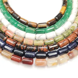 Polished 6x10mm cylindrical natural stone tube beads in various colors for DIY jewelry
