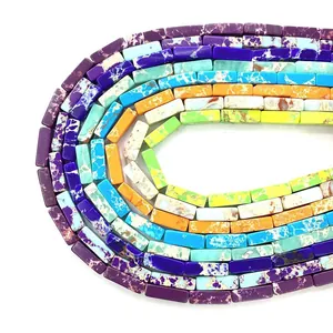 Colorful 4x13mm rectangular gemstone tube beads for DIY jewelry making and necklace crafts