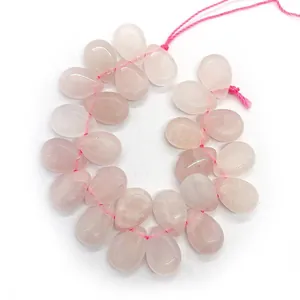 Natural teardrop rose quartz beads 10x13mm with smooth finish for DIY jewelry