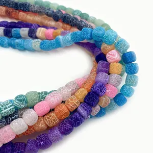 Cube natural dragon vein agate stone beads 8mm for DIY jewelry necklace bracelets