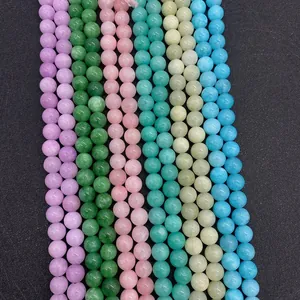 Vertical rows of colorful 6mm 8mm 10mm natural round stone beads for DIY jewelry making