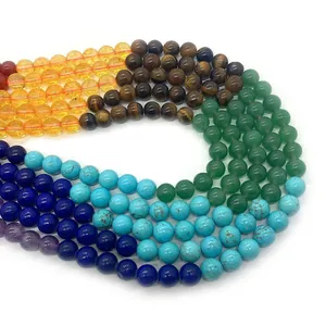 Macro shot of assorted 6mm to 10mm round natural stone beads for DIY jewelry making