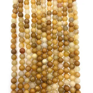 Naturstein Gelber Topas Runde Lose Perlen 6mm 8mm 10mm Polierte Edelstein Abstandsperlen Für DIY Schmuckherstellung Halskette Armband