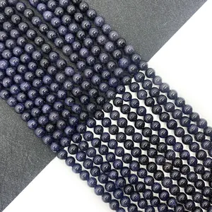 Perles en Vrac Rondes en Pierre de Sable Bleue Effet Ciel Étoilé pour Fabrication Bijoux Artisanaux Collier Bracelet Accessoires