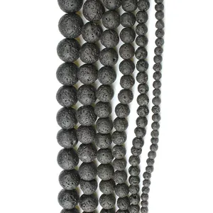 Natural Black Lava Stone Round Beads Volcanic Rock Matte Loose Beads For DIY Necklace Bracelet Jewelry Making Accessories