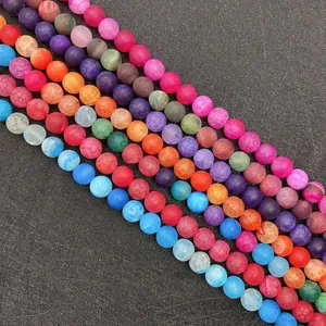 Macro shot of colorful matte dragon vein agate beads for DIY jewelry making with rich texture