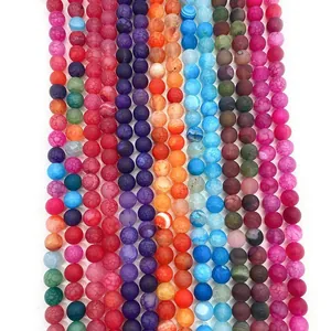 Natural Frosted Dragon Vein Agate Round Loose Beads Matte Stone Beads For DIY Jewelry Making Bracelet Necklace Accessories