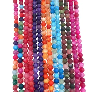 Vertical rows of colorful dragon vein agate stone beads for DIY jewelry making