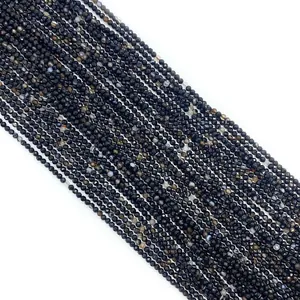 Cuentas redondas facetadas de ónix negro natural 2mm para joyería DIY y manualidades