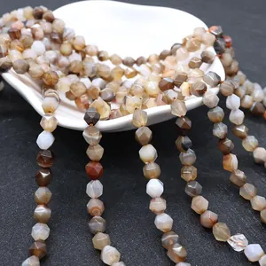 Macro detail of faceted natural striped agate beads for DIY jewelry making