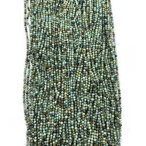 Natural Stone Faceted African Turquoise Round Loose Beads For DIY Jewelry Making Crafts Necklaces Bracelets Accessories