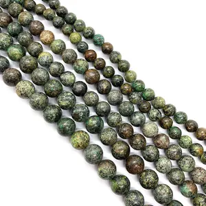 Natuurlijke Afrikaanse turquoise ronde kralen voor DIY-armbanden met aardse texturen