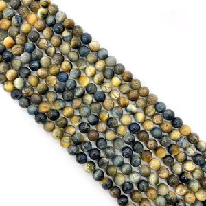 Natural tiger eye stone beads for DIY jewelry making in polished round shape