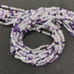 Macro view of multi-faceted natural fluorite stone beads for DIY jewelry making