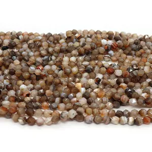 Faceted natural striped agate round beads for DIY jewelry and necklace making
