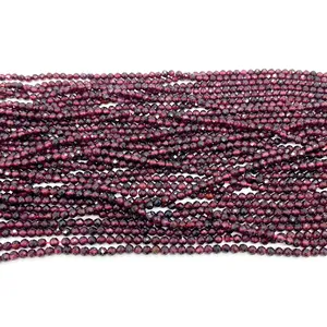 Deep red faceted garnet beads in uniform strings for DIY jewelry making and necklaces