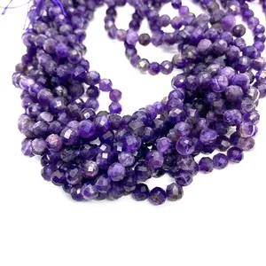 Gefacetteerde natuurlijke amethist ronde kralen voor DIY halskettingen en sieraden