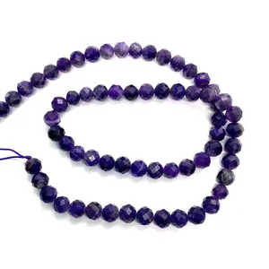 Gefacetteerde natuurlijke amethist kralen op paars koord voor DIY-sieraden