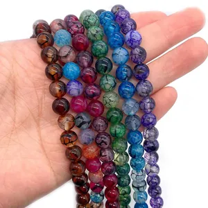 Gekleurde drakenader agaat ronde kralen voor DIY sieraden maken in diverse tinten